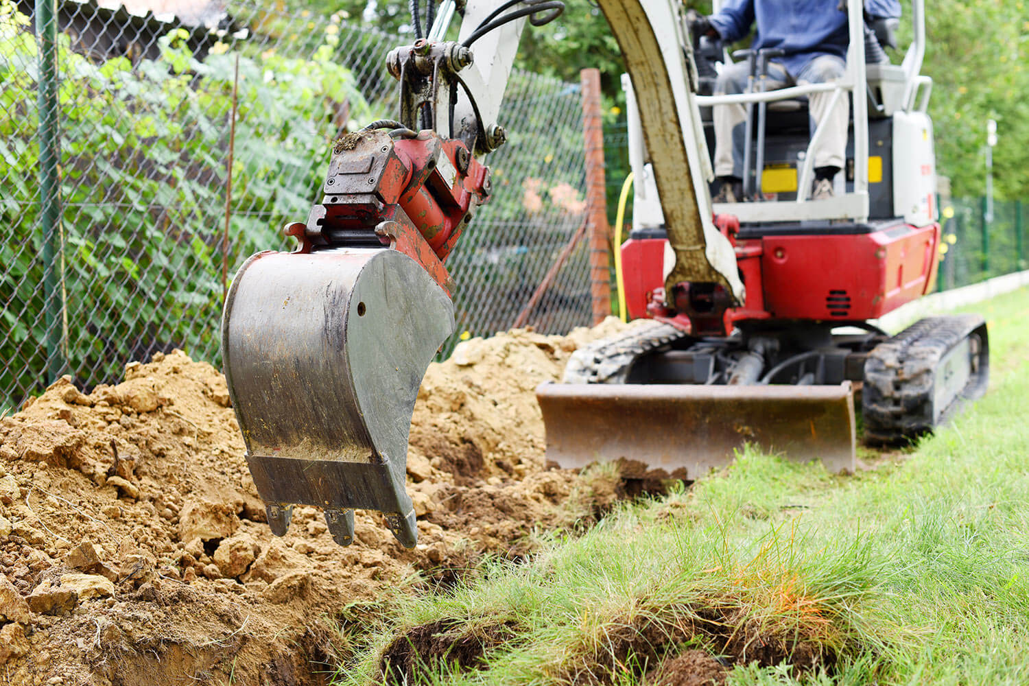 Small excavator landcaping